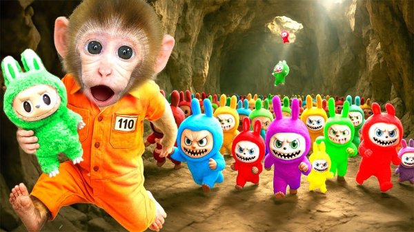 Мультики для детей. Обезьянка убегает от Лабубу мультик/видео про обезьянку мультик