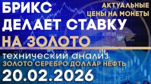 БРИКС делает ставку на золото. Анализ рынка золота, серебра, нефти, доллара 20.02.2026 г