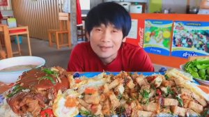 #MUKBANG Хрустящая свинина с базиликом в рыбном соусе чили и свежими овощами!😋ASMR МУКБАНГ ЕДА ОБЕД