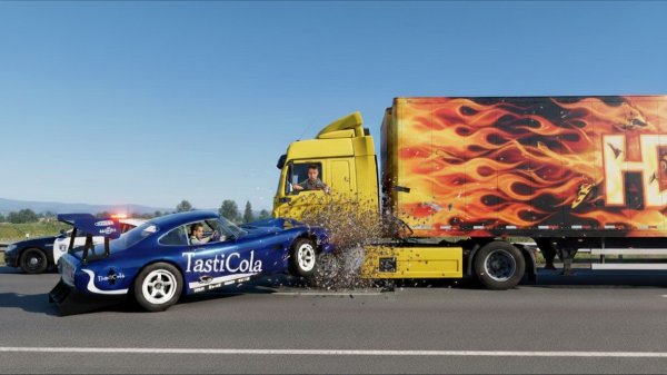 BeamNG Drive - Прыжок на большой рампе на автомобиле