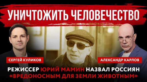 Уничтожить человечество. Режиссер Юрий Мамин назвал россиян «вредоносным для Земли животным»