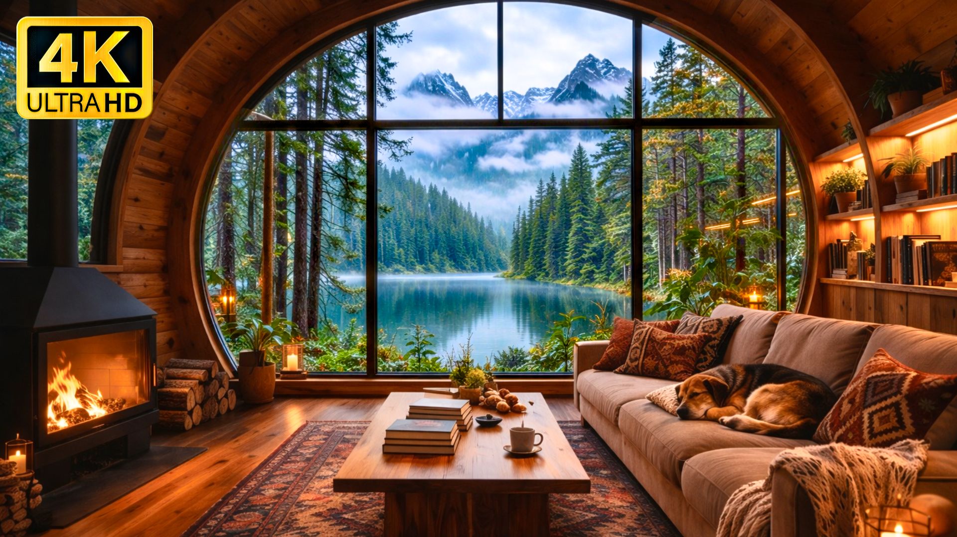 Камин 4K / Звуки Камина и Дождя / Fireplace смотреть онлайн