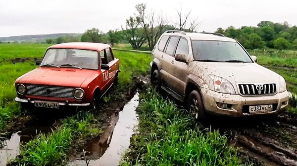 Копейка на цепях или Land Cruiser Prado в стоке? Советская легенда против японского полного привода
