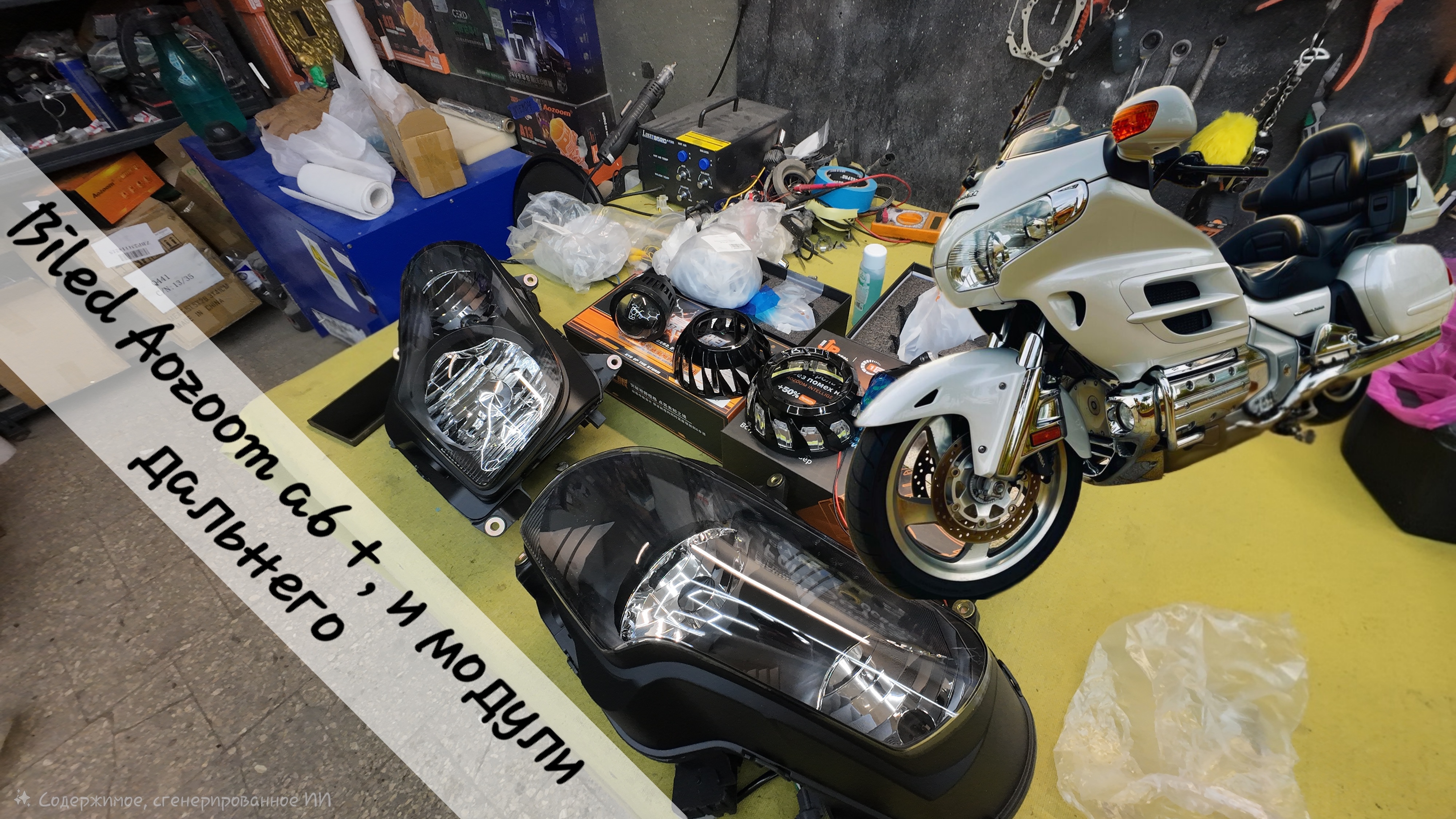 Установка Biled Aozoom A6+ и модулей дальнего Honda GL1800 Gold Wing