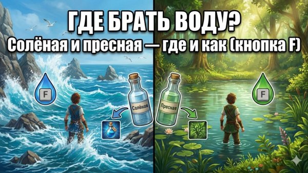 ГДЕ БРАТЬ ВОДУ В QUINFALL? Солёная vs пресная: добыча, крафт эликсиров и полив растений.