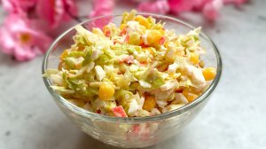 Легкий крабовый салат без риса – простой и быстрый рецепт