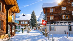 Сильный снегопад в Мюррене, Швейцария - прогулка по заснеженной швейцарской деревне | #шариклайф