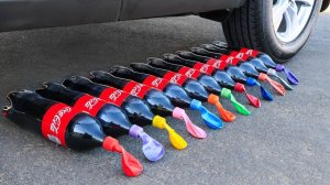 Машина давит предметы колесом! Эксперименты с колесом! Давим большие бутылки с Cola! Залипалка ASMR