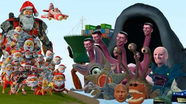 Новые Морские Монстры Против Всей Семьи Гугу Гага