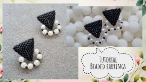 Мастер-класс: Серьги-гвоздики треугольные из бисера | Tutorial: Triangular beaded earrings