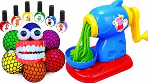 Мультик для детей и малышей . Учимся делать  радужную лапшу  с шариками для снятия стресса и лаком