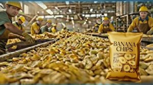 Мега-фабрика банановых чипсов. От горы бананов до хрустящей пачки за минуты