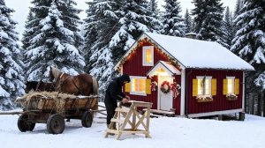 Мужчина строит теплую хижину и конюшню в одиночестве в лесу. Бушкрафт