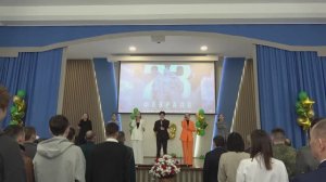 Исполнение гимна РФ вокальной сборной ЧувГУ на праздничном концерте ко Дню Защитников Отечества