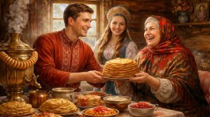 5-йдень широкой  Масленицы. Тёщины вечерки. Красивая музыкальная открытка.