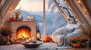 Уютная зима у камина ❄️ Тёплый вечер с видом на снежные горы