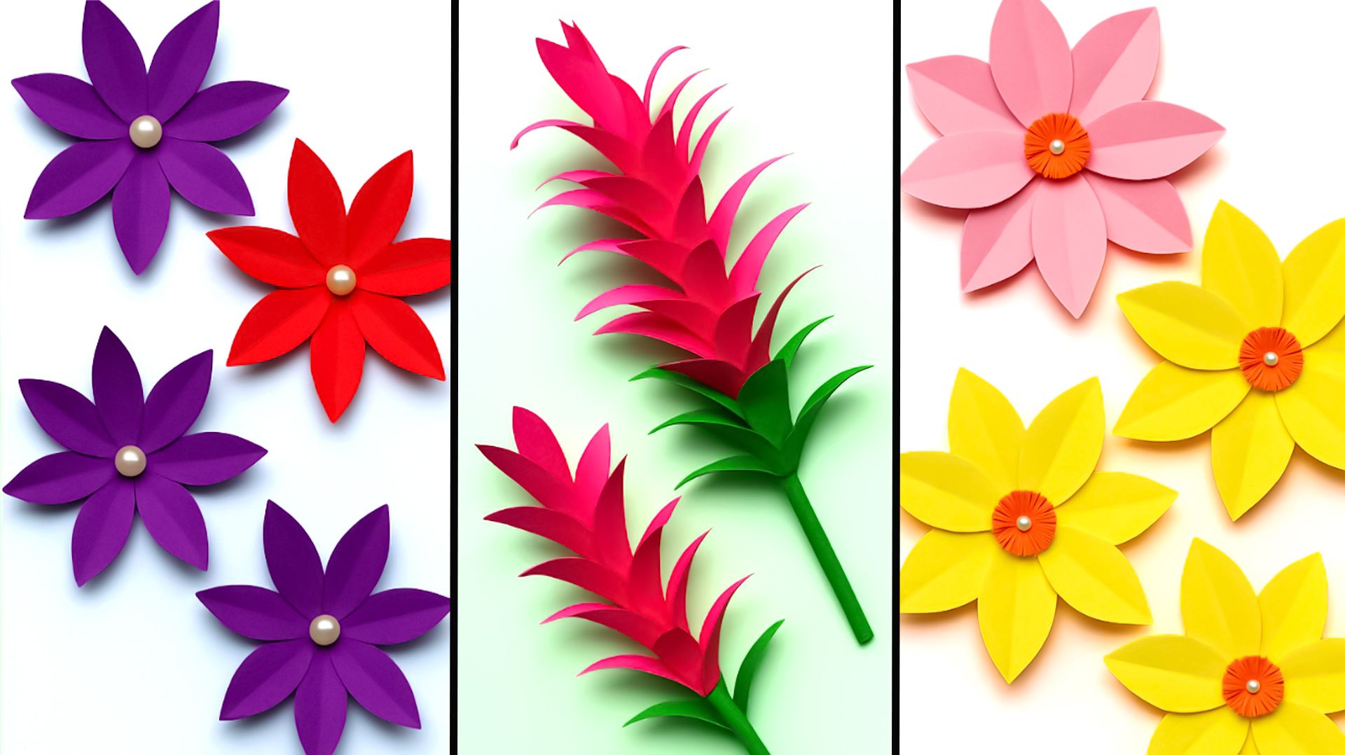 3 простых способа сделать цветы из бумаги 🌸 Как вырезать цветок из бумаги. Поделки для детей смотреть онлайн