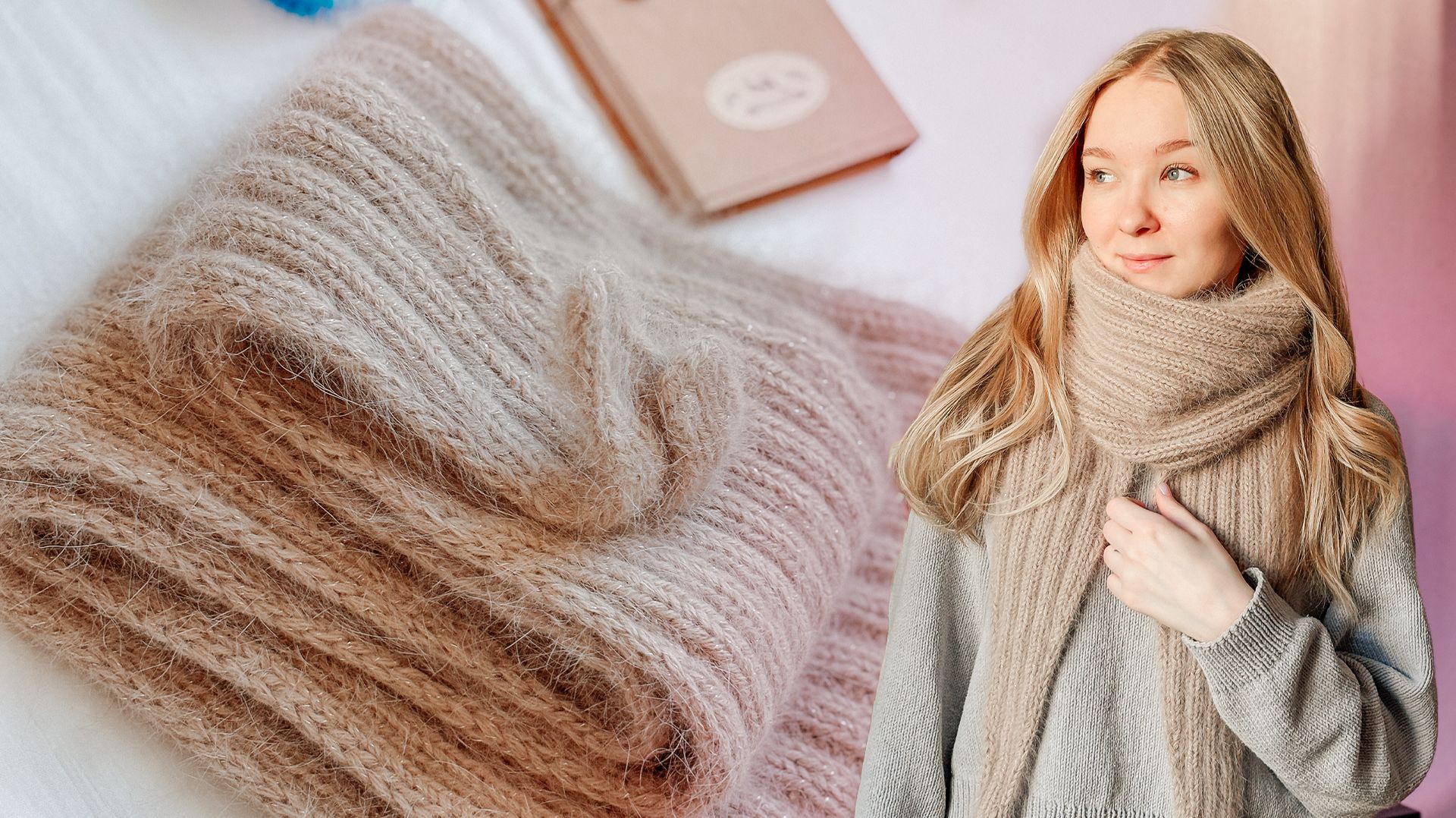 Шарф резинкой 2на2 спицами | Мастер-класс для начинающих