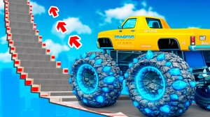 СМОЖЕТ ЛИ ОГРОМНЫЙ МОНСТР ТРАК ПРОЕХАТЬ ПО СТУПЕНЬКАМ ЛЕСТНИЦЫ В ГТА 5! ЭКСПЕРИМЕНТ GTA 5!