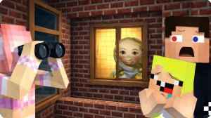 😳Следим за Соседом в ОКНЕ ГУГУ ЛЕДИ ГАГА в Майнкрафт! НУБИК