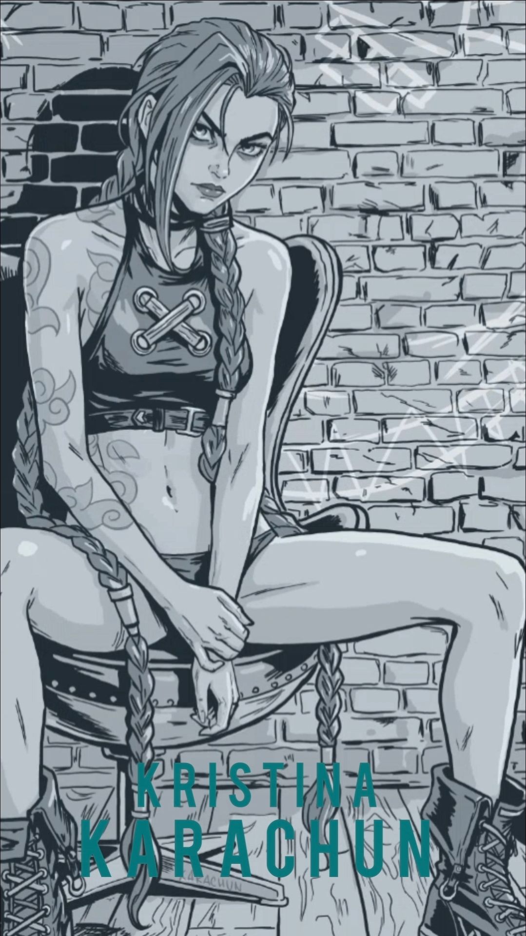 Jinx за 53 секунды. Рисование в таймлапс #art #таймлапс #arcane