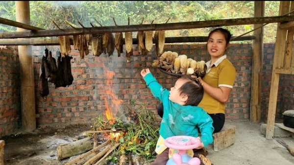 Мама поневоле. Дуонг. Сбор побегов бамбука. Консервирование копченых побегов бамбука. Серия 58