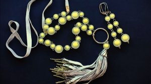 Лимонно-серебристый (видео) набор из натуральной кожи под серебро (2508)