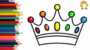 Мультик - раскраска для детей КОРОНА ПРИНЦЕССЫ. Учимся как просто нарисовать КОРОНУ // ОБУЧАШКА ТВ