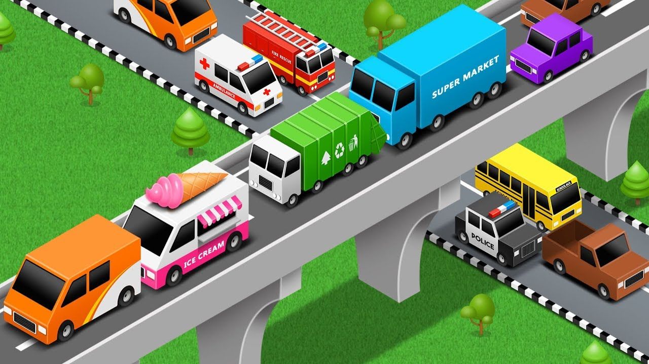 Изучайте названия транспортных средств и звуки - Видео о парковке автомобилей смотреть онлайн