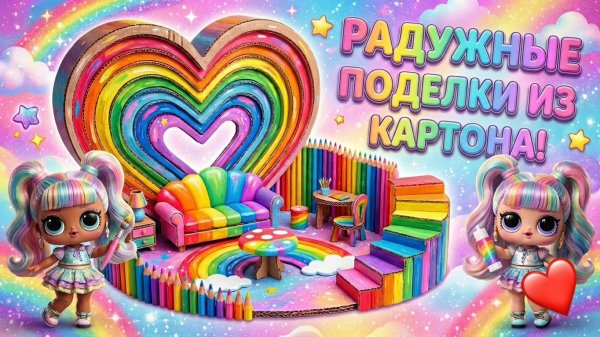 Мы построили удивительный кукольный домик! радужные и Картонные поделки для кукол ЛОЛ ОМГ!