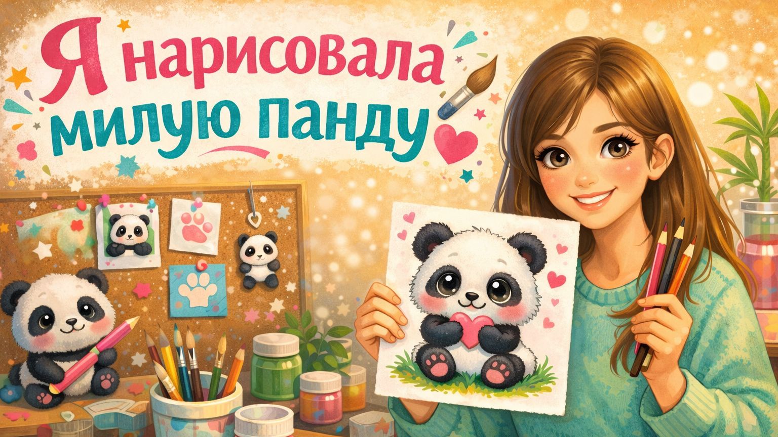 МИЛЫЙ РИСУНОК ПАНДЫ ЦВЕТНЫМИ КАРАНДАШАМИ смотреть онлайн