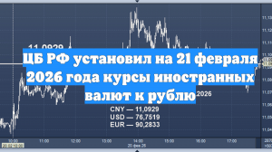 ЦБ РФ установил на 21 февраля 2026 года курсы иностранных валют к рублю