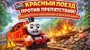 Красный поезд против препятствий! 🚂 Опасный путь и приключения на железной дороге | Мультик детский