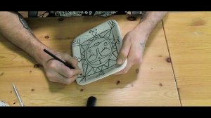 Рисуем Солнышко карандашами по керамике