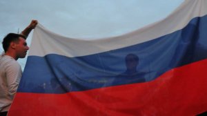 Болельщики развернули флаг РФ на хоккейном матче Олимпиады Канада – Чехия