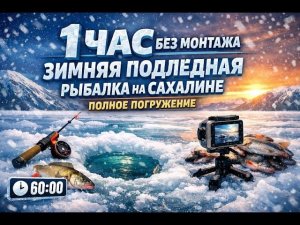 Если устал от шума — включи это. 1 час зимней рыбалки на Сахалине | Полное погружение