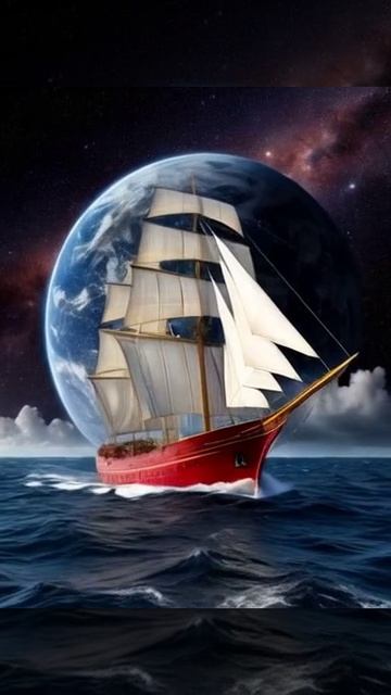 Парусник плывёт на краю Земли