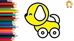 Мультик - раскраска для детей СОБАЧКА. Учимся как рисовать ИГРУШКУ СОБАКУ с детьми // ОБУЧАШКА ТВ