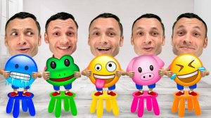 Пять эмодзи стоят на табуретах — семейная история