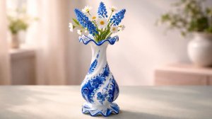 Ваза "Вьюнок", гжельский тонкостенный фарфор