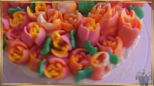 РЕЦЕПТ БИСКВИТ КОКОСОВЫЙ. КРЕМ КОКОСОВЫЙ. УКРАШЕНИЕ ТОРТА ТЮЛЬПАНЫ. КРЕМ ЧИЗ.