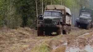 Реальная проходимость грузовиков ЗиЛ-131 и Урал по бездорожью