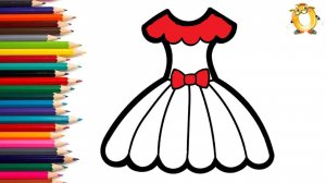 Мультик - раскраска для детей ПЛАТЬЕ. Учимся как рисовать ПЛАТЬЕ ДЛЯ КУКОЛКИ // ОБУЧАШКА ТВ