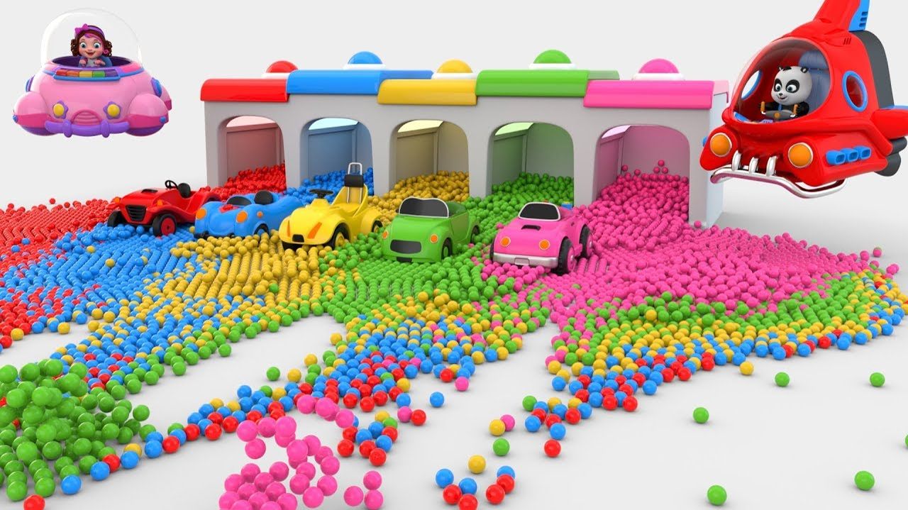 Пинки и Панда собирают гараж для игрушечных машинок - Автомобильная парковка смотреть онлайн