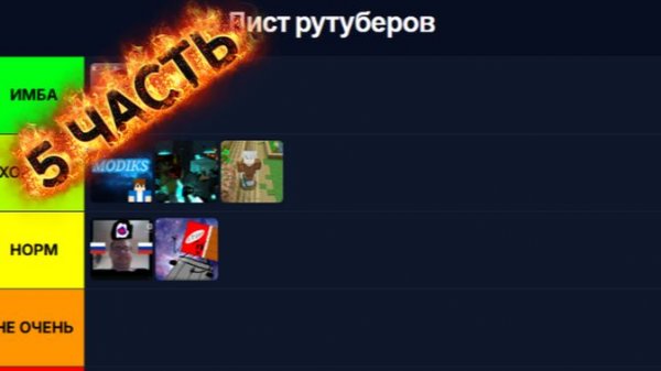 ТИР ЛИСТ РУТУБЕРОВ 5 ЧАСТЬ