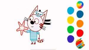 Коржик Раскраска / Три кота / Раскраска три кота / Три хвоста / Раскраски для детей / Учим цвета