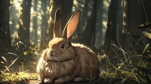 Кролик отдыхает в тихом лесу — спокойная анимация природы