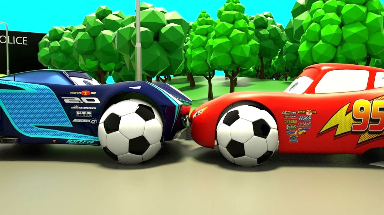 Тачки Молния Маккуин Заменяют колеса, Сборка автомобиля формирует шины с футбольными мячами смотреть онлайн