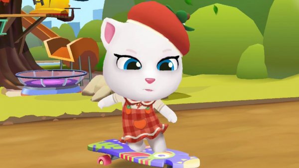 Анджела с хурмой на скейте фиесты Talking Tom Gold Run