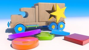 Изучайте формы с деревянным игрушечным грузовичком для самых маленьки